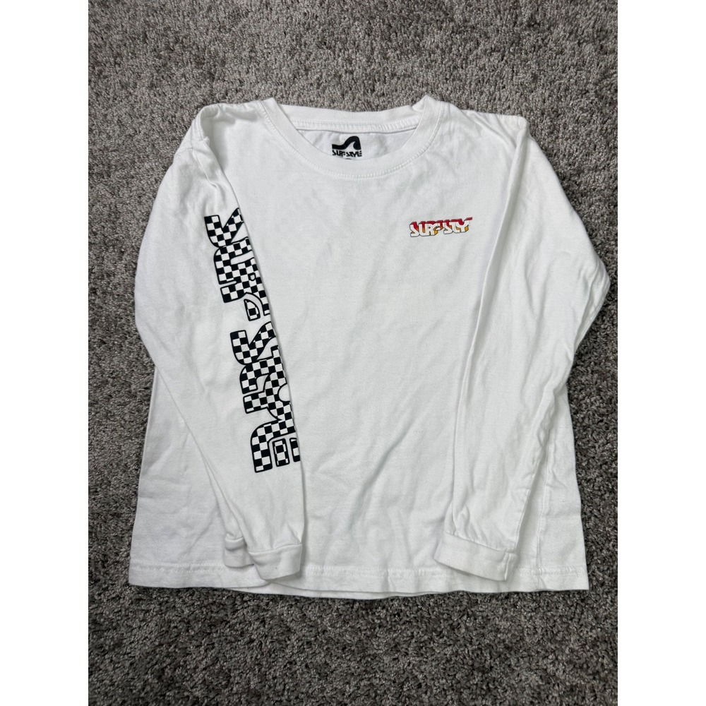 Surf Style Orange Beach Long Sleeve Graphic Shirt Youth 10-12 Checkerboard
